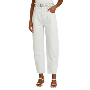 AGOLDE Riya Elasticated Peg leg Paperbag waist Denim Jeans light blue wash sz 24